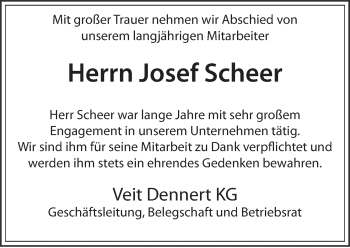 Anzeige von Josef  Scheer von MGO