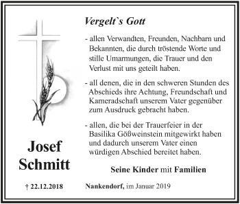 Anzeige von Josef Schmitt von MGO