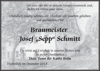 Anzeige von Josef Schmitt von MGO