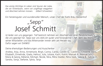Anzeige von Josef Schmitt von MGO