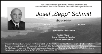 Anzeige von Josef Schmitt von MGO