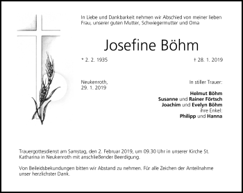 Anzeige von Josefine Böhm von MGO