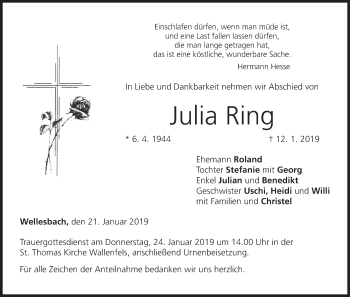 Anzeige von Julia Ring von MGO