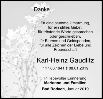 Anzeige von Karl-Heinz Gaudlitz von MGO