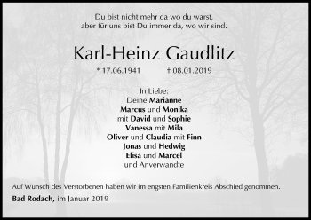 Anzeige von Karl-Heinz Gaudlitz von MGO