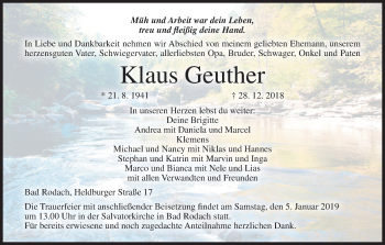 Anzeige von Klaus Geuther von MGO
