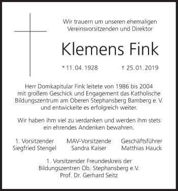 Anzeige von Klemens Fink von MGO