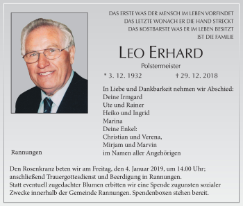 Anzeige von Leo Erhard von MGO