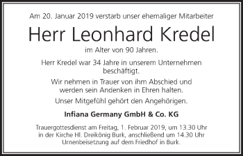 Anzeige von Leonhard Kredel von MGO