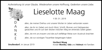 Anzeige von Lieselotte Maag von MGO