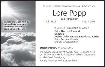 Anzeige von Lore Popp von MGO