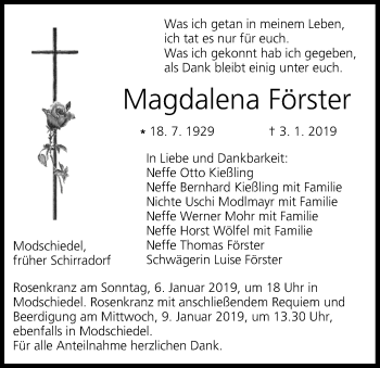 Anzeige von Magdalena Förster von MGO
