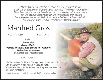 Anzeige von Manfred Gros von MGO