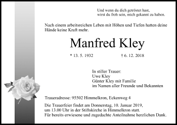 Anzeige von Manfred Kley von MGO