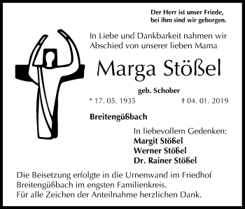 Anzeige von Marga Stößel von MGO