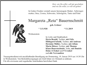 Anzeige von Margareta Bauernschmitt von MGO