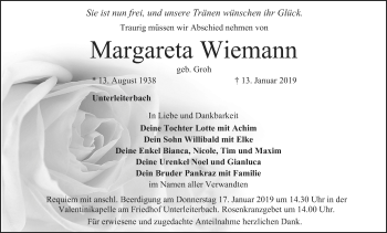 Anzeige von Margareta Wiemann von MGO