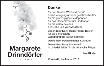 Anzeige von Margarete Drinndörfer von MGO