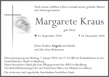 Anzeige von Margarete Kraus von MGO