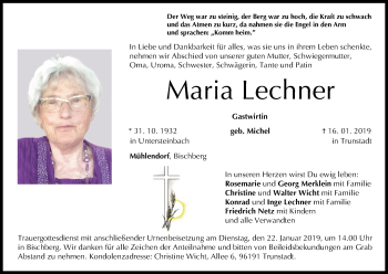 Anzeige von Maria Lechner von MGO