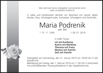 Anzeige von Maria Podrenik von MGO