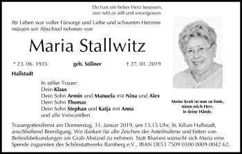 Anzeige von Maria Stallwitz von MGO