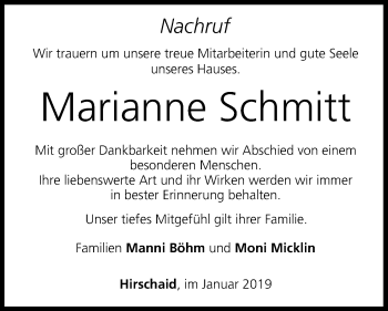 Anzeige von Marianne Schmitt von MGO