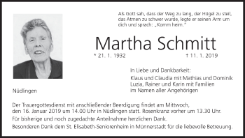 Anzeige von Martha Schmitt von MGO