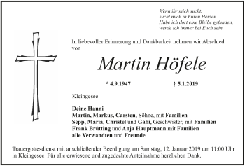 Anzeige von Martin Höfele von MGO