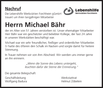 Anzeige von Michael Bähr von MGO