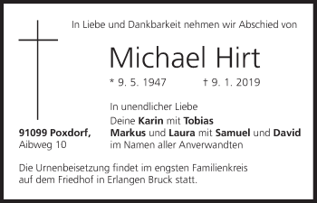 Anzeige von Michael Hirt von MGO
