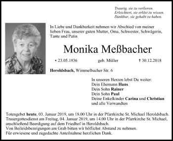 Anzeige von Monika Meßbacher von MGO