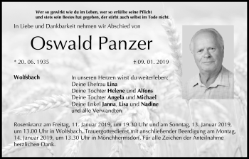 Anzeige von Oswald Panzer von MGO