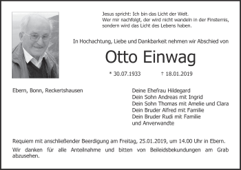 Anzeige von Otto Einwag von MGO