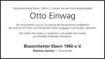 Anzeige von Otto Einwag von MGO