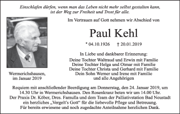 Anzeige von Paul Kehl von MGO