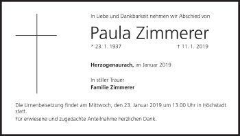 Anzeige von Paula Zimmerer von MGO