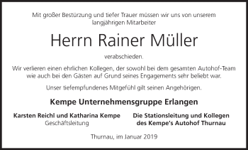 Anzeige von Rainer Müller von MGO
