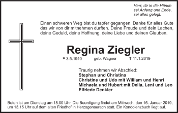 Anzeige von Regina Ziegler von MGO
