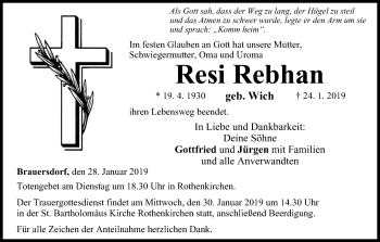 Anzeige von Resi Rebhan von MGO