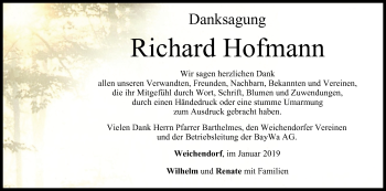 Anzeige von Richard Hofmann von MGO