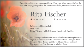 Anzeige von Rita Fischer von MGO