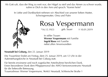 Anzeige von Rosa Vespermann von MGO