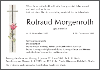 Anzeige von Rotraud Morgenroth von MGO