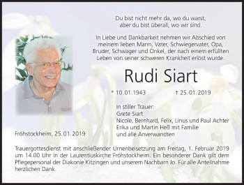 Anzeige von Rudi Siart von MGO