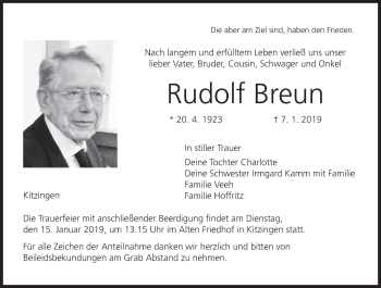 Anzeige von Rudolf Breun von MGO