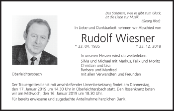 Anzeige von Rudolf Wiesner von MGO