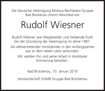 Anzeige von Rudolf Wiesner von MGO