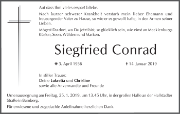 Anzeige von Siegfried Conrad von MGO