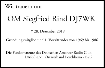 Anzeige von Siegfried Rind von MGO